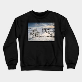 Winter Snow Scene with Mountains and Tree Crewneck Sweatshirt